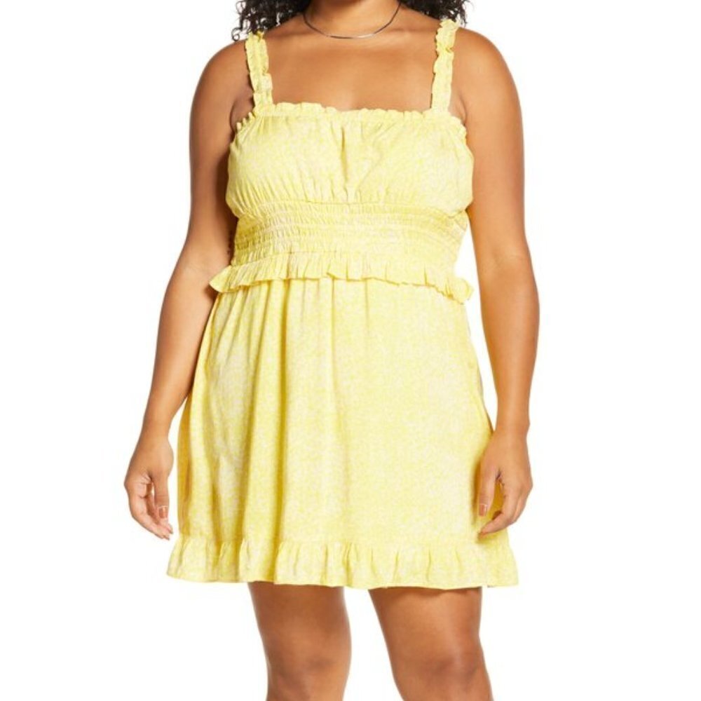 BP Women Ruffle Dress BNWOT Yellow Pink Mini Sundress
